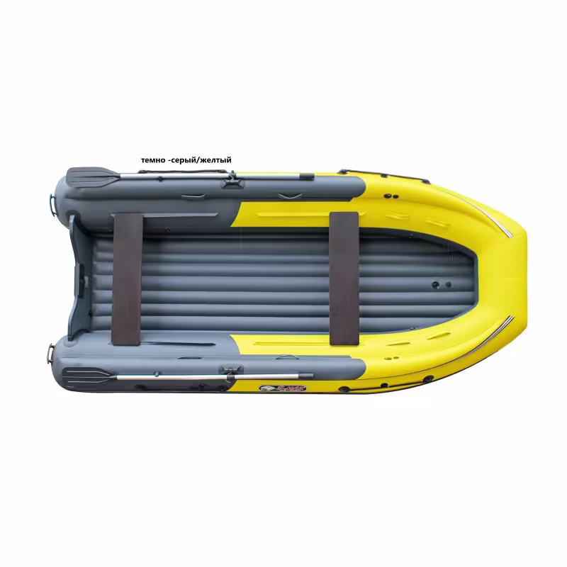 Надувная лодка с интегрированным фальшбортом ПВХ Angler Reef Triton 370 S-Max, НДНД, серый/желтый
