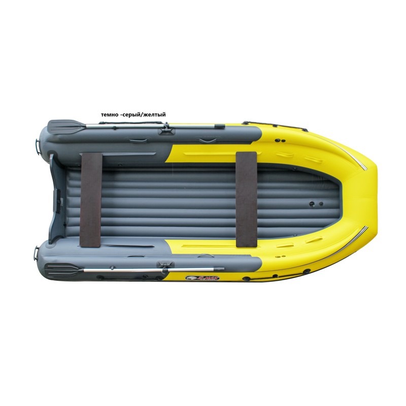Надувная лодка с интегрированным фальшбортом ПВХ Angler Reef Triton 370 S-Max, НДНД, серый/желтый