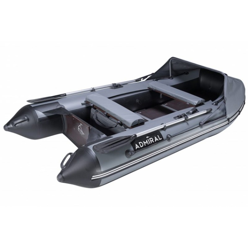 Надувная лодка ПВХ Адмирал 320 Classic LUX, пайол фанерный, серый/черный