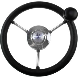 Колесо рулевое Volanti Luisi Lipari со спинером, черный, спицы серебряные, 280 мм