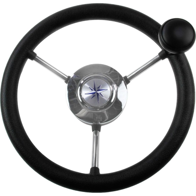 Колесо рулевое Volanti Luisi Lipari со спинером, черный, спицы серебряные, 280 мм