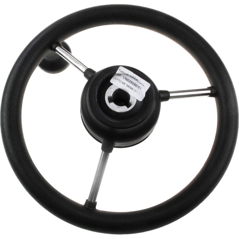 Колесо рулевое Volanti Luisi Lipari со спинером, черный, спицы серебряные, 280 мм