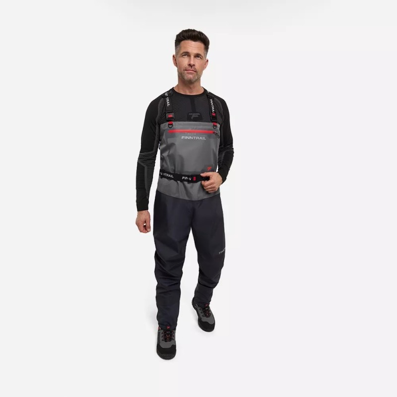 Полукомбинезон-вейдерсы Finntrail Wademan 1524 Grey, мембрана Hard-Tex, серый, размер 44-46 (S), 165-175 см