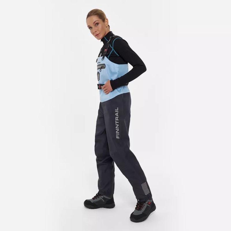 Полукомбинезон-вейдерсы женский Finntrail Rachel 1520 LightBlue, мембрана Hard-Tex, голубой, размер 44-46 (S), 160-170 см
