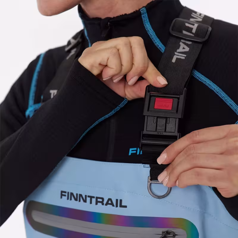 Полукомбинезон-вейдерсы женский Finntrail Rachel 1520 LightBlue, мембрана Hard-Tex, голубой, размер 46-48 (M), 165-175 см