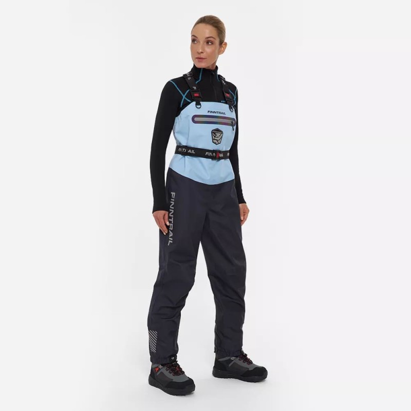 Полукомбинезон-вейдерсы женский Finntrail Rachel 1520 LightBlue, мембрана Hard-Tex, голубой, размер 48-50 (L), 170-180 см