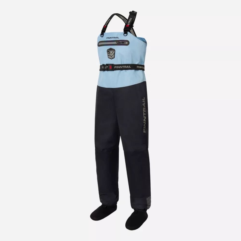 Полукомбинезон-вейдерсы женский Finntrail Rachel 1520 LightBlue, мембрана Hard-Tex, голубой, размер 50-52 (XL), 170-180 см