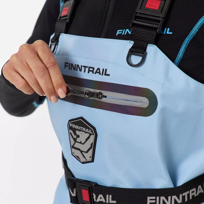 Полукомбинезон-вейдерсы женский Finntrail Rachel 1520 LightBlue, мембрана Hard-Tex, голубой, размер 52-54 (XXL), 170-180 см