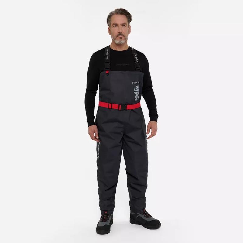 Полукомбинезон-вейдерсы Finntrail Timber BF 5282 DarkGrey, мембрана Hard-Tex, черный, размер M/43, 170-180 см