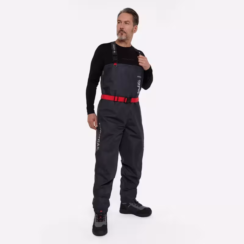 Полукомбинезон-вейдерсы Finntrail Timber BF 5282 DarkGrey, мембрана Hard-Tex, черный, размер XL/44, 180-190 см