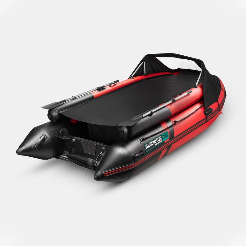 Надувная лодка ПВХ Gladiator E380X PRO, НДНД, красный/черный