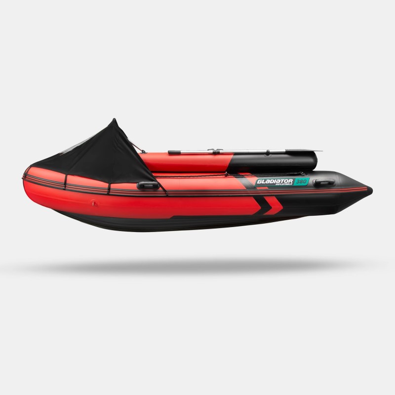 Надувная лодка ПВХ Gladiator E380X PRO, НДНД, красный/черный