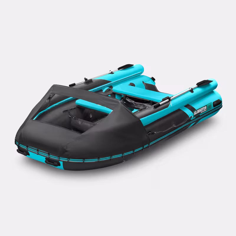 Надувная лодка ПВХ Gladiator E380X PRO, НДНД, бирюзовый/черный