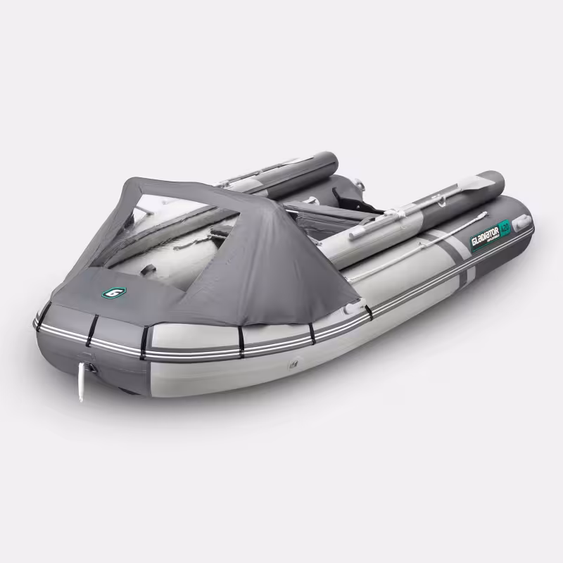 Надувная лодка ПВХ Gladiator E420X PRO, НДНД, серый