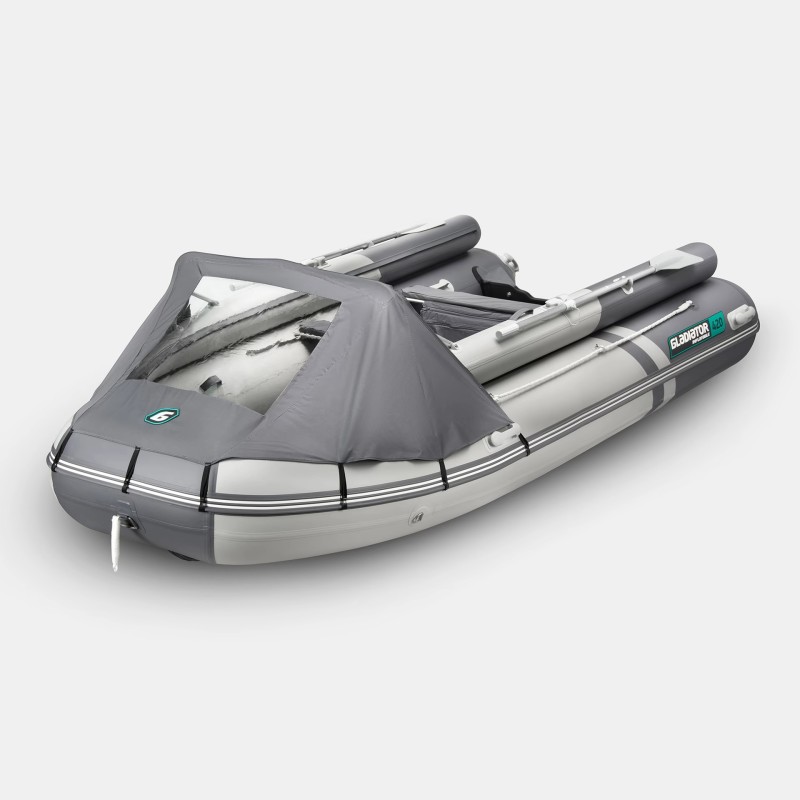 Надувная лодка ПВХ Gladiator E420X PRO, НДНД, серый