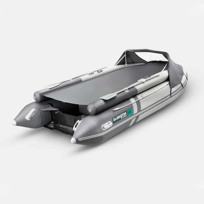 Надувная лодка ПВХ Gladiator E420X PRO, НДНД, серый