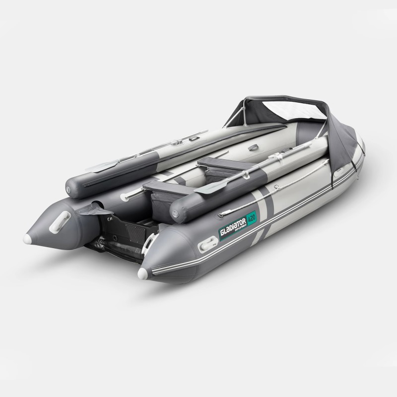Надувная лодка ПВХ Gladiator E420X PRO, НДНД, серый