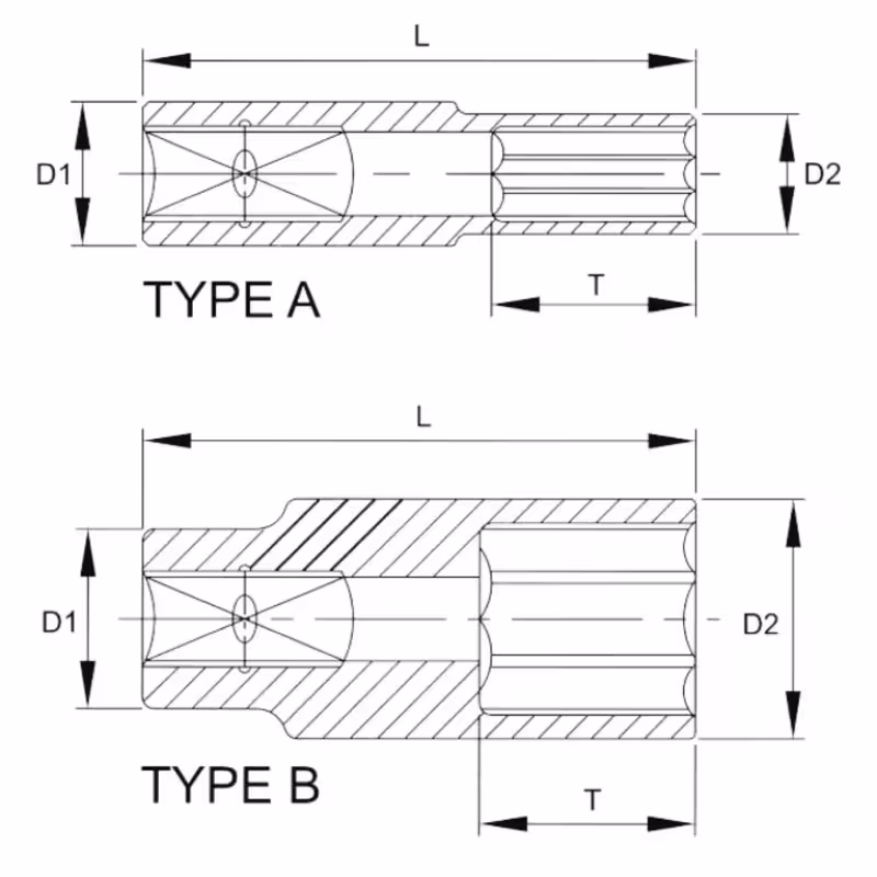 Головка торцевая, глубокая Licota N3015L, 6-гранная, 3/8