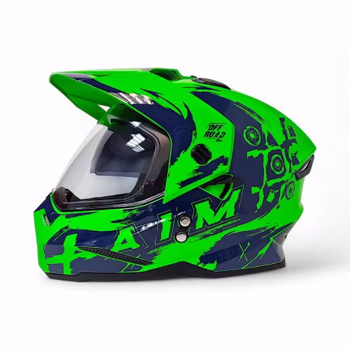 Мотошлем детский AiM JK802Y, зеленый/голубой, размер Y/S