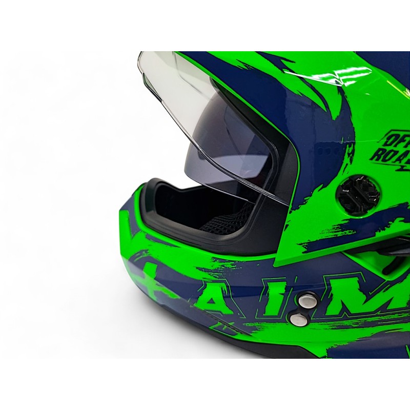 Мотошлем детский AiM JK802Y, зеленый/голубой, размер Y/S