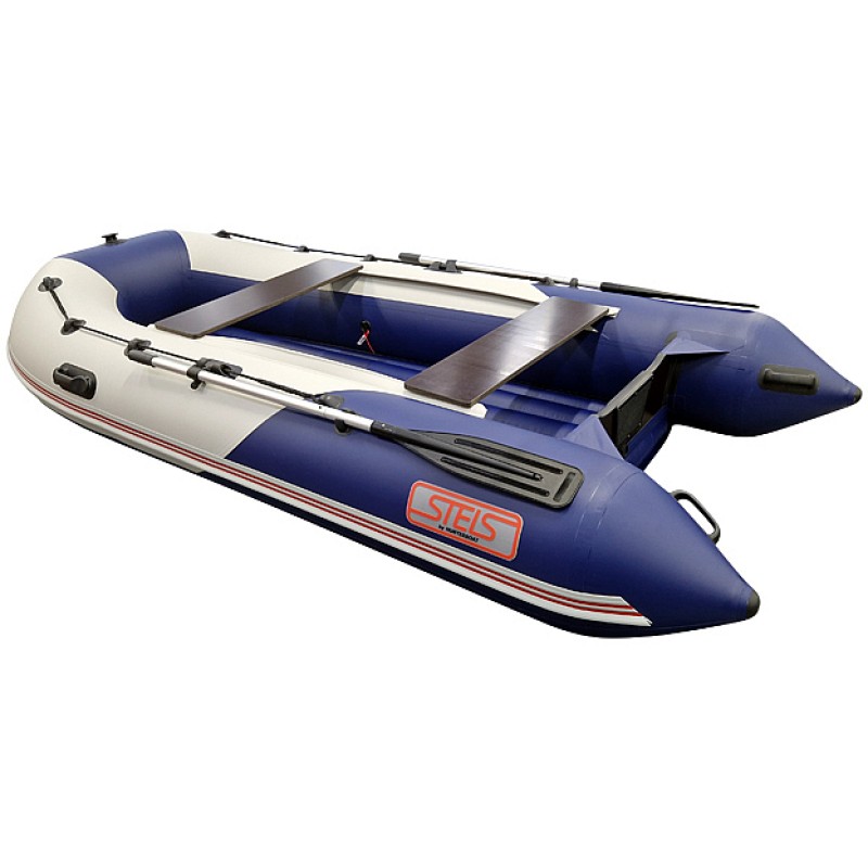Надувная лодка ПВХ HunterBoat Stels 335 Aero, НДНД, белый/синий