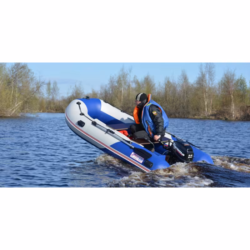 Надувная лодка ПВХ HunterBoat Stels 335 Aero, НДНД, белый/синий