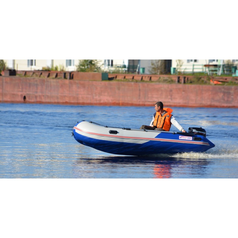 Надувная лодка ПВХ HunterBoat Stels 335 Aero, НДНД, белый/синий