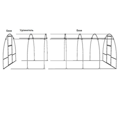 Удлинитель каркаса теплицы Народная 3х2х2.05 м, шаг 0.65 м