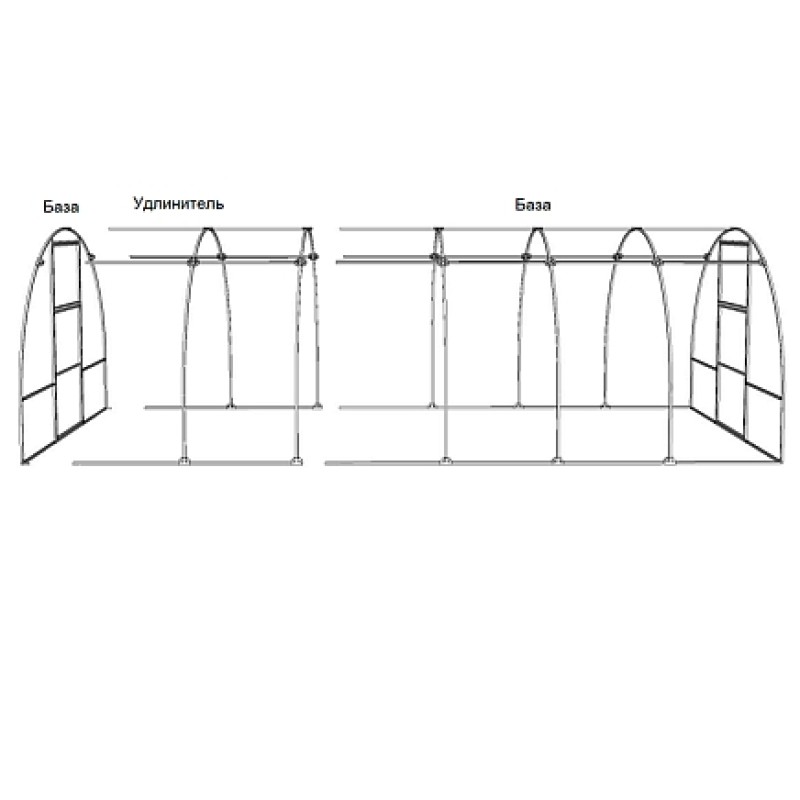 Удлинитель каркаса теплицы Народная 3х2х2.05 м, шаг 0.65 м