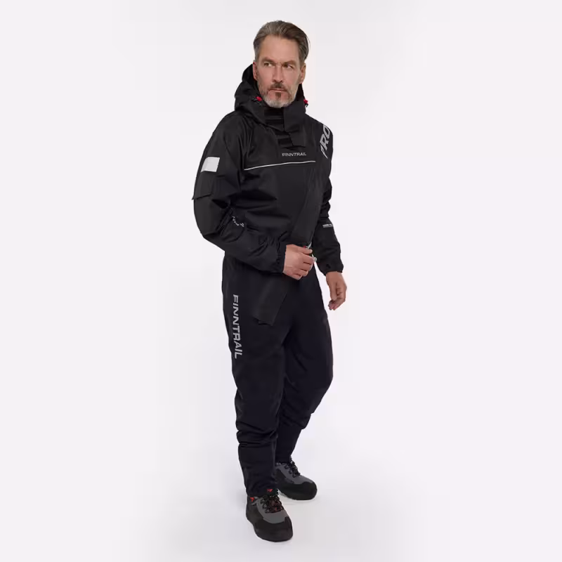 Комбинезон-вейдерсы мужской Finntrail Drysuit Pro 2504 Graphite, мембрана Hard-Tex, черный, размер 44-46 (S), 165-175 см