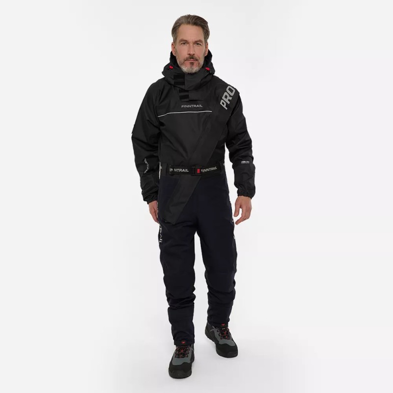 Комбинезон-вейдерсы мужской Finntrail Drysuit Pro 2504 Graphite, мембрана Hard-Tex, черный, размер 50-52 (L), 175-185 см