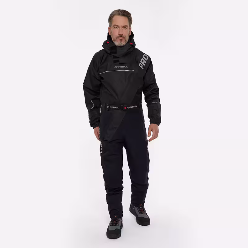 Комбинезон-вейдерсы мужской Finntrail Drysuit Pro 2504 Graphite, мембрана Hard-Tex, черный, размер 54-56 (XL), 180-190 см