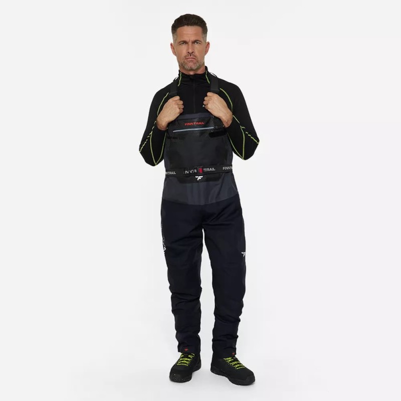 Полукомбинезон-вейдерсы мужской Finntrail Proguide 1541 DarkGrey, мембрана Hard-Tex, черный, размер 58-60 (XXL), 185-195 см
