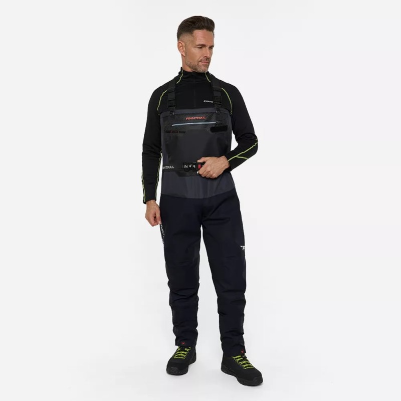 Полукомбинезон-вейдерсы мужской Finntrail Proguide 1541 DarkGrey, мембрана Hard-Tex, черный, размер 58-60 (XXL), 185-195 см