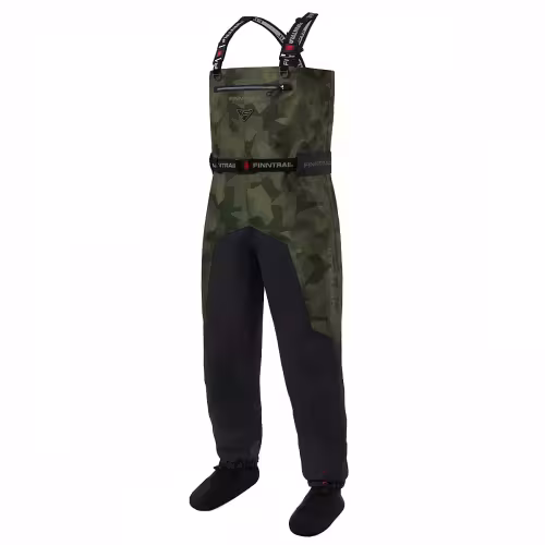 Полукомбинезон-вейдерсы мужской Finntrail Aquamaster 1536 CamoShadowGreen, мембрана Hard-Tex, зеленый, размер 58-60 (XXL), 185-195 см