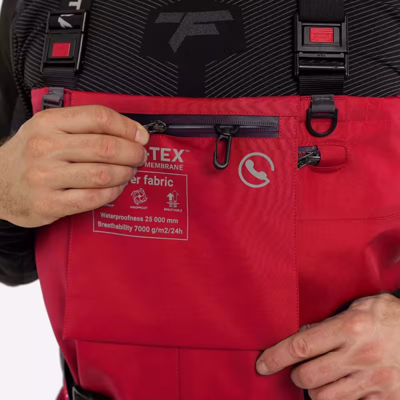 Полукомбинезон-вейдерсы мужской Finntrail Aquamaster 1536 Red, мембрана Hard-Tex, красный, размер 50-52 (L), 175-185 см