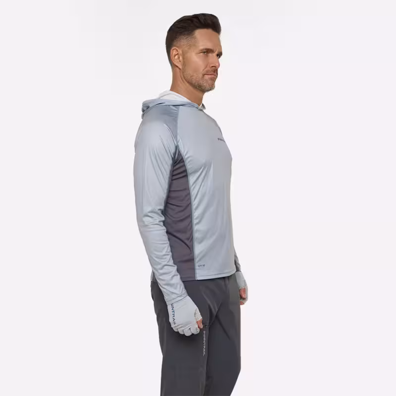 Лонгслив мужской с капюшоном Finntrail Wave Big Logo 6614 Grey, полиэстер, серый, размер 42-44 (XS), 160-170 см