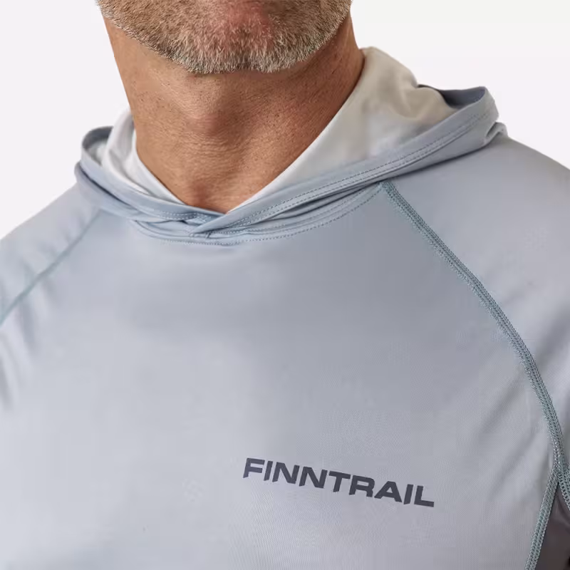 Лонгслив мужской с капюшоном Finntrail Wave Big Logo 6614 Grey, полиэстер, серый, размер 48-50 (M), 170-180 см