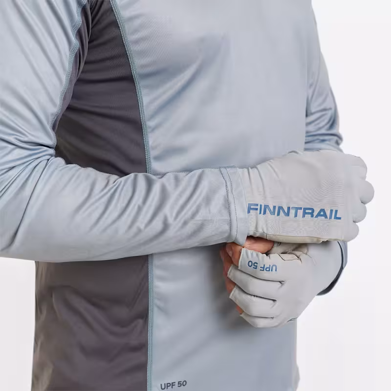 Лонгслив мужской с капюшоном Finntrail Wave Big Logo 6614 Grey, полиэстер, серый, размер 54-56 (XL), 180-190 см