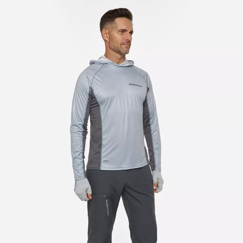 Лонгслив мужской с капюшоном Finntrail Wave Big Logo 6614 Grey, полиэстер, серый, размер 58-60 (XXL), 185-195 см