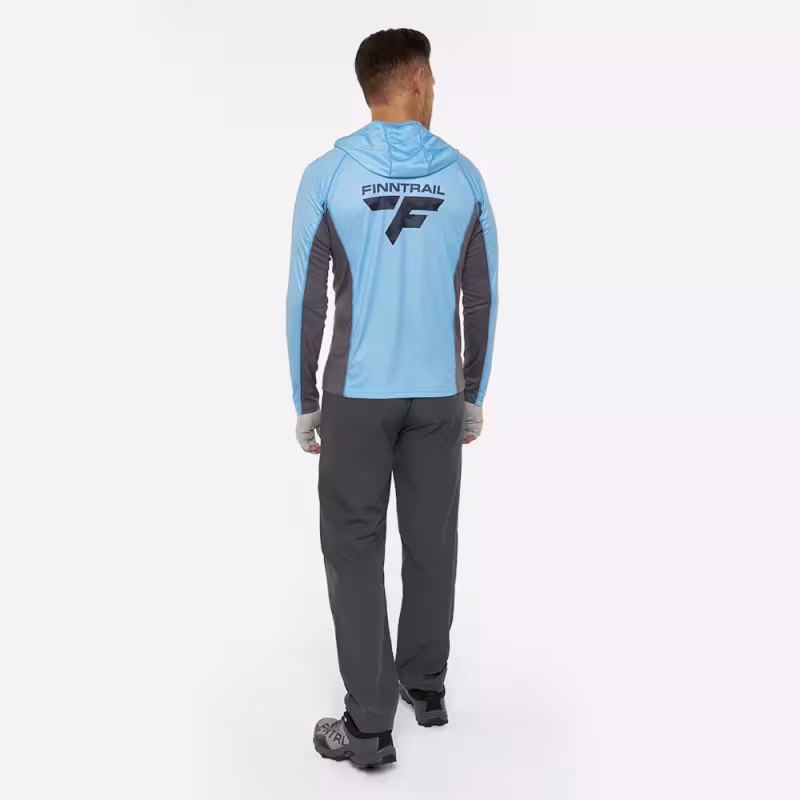 Лонгслив мужской с капюшоном Finntrail Wave Big Logo 6614 LightBlue, полиэстер, голубой, размер 50-52 (L), 175-185 см