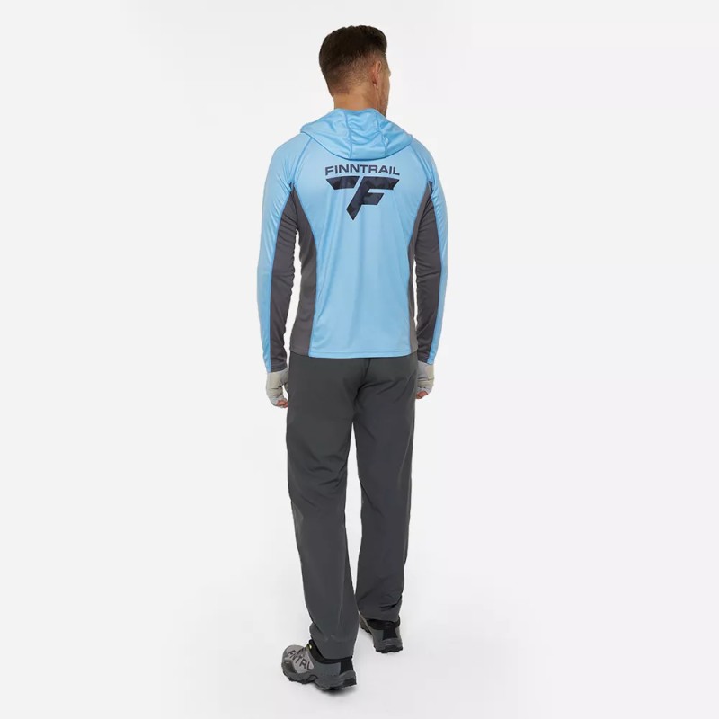 Лонгслив мужской с капюшоном Finntrail Wave Big Logo 6614 LightBlue, полиэстер, голубой, размер 58-60 (XXL), 185-195 см