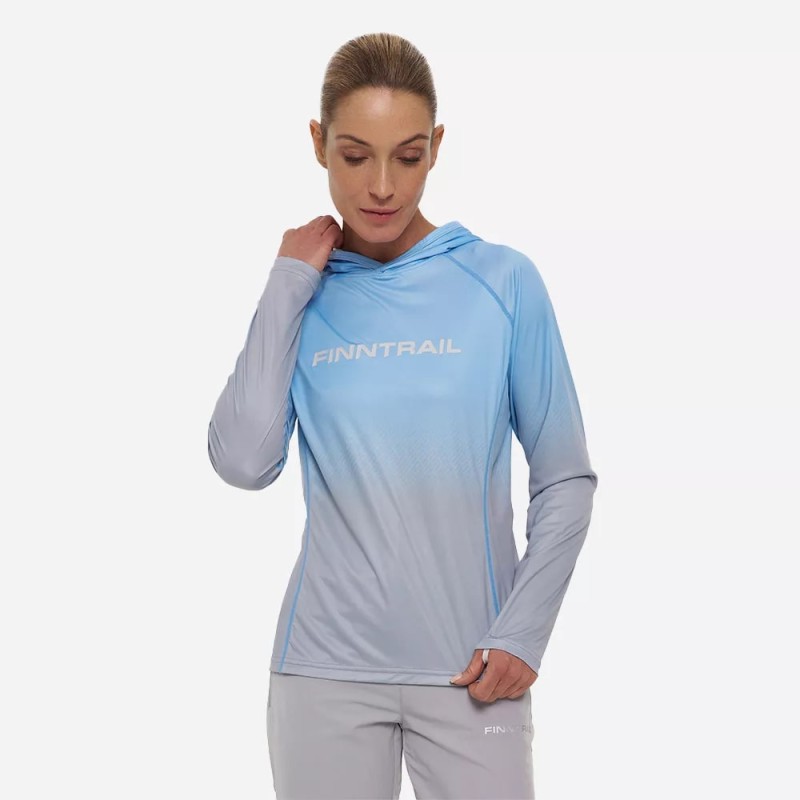 Лонгслив с капюшоном женский Finntrail Venus Hood W 6621 LightBlue, полиэстер, голубой, размер 46-48 (M), 170-180 см