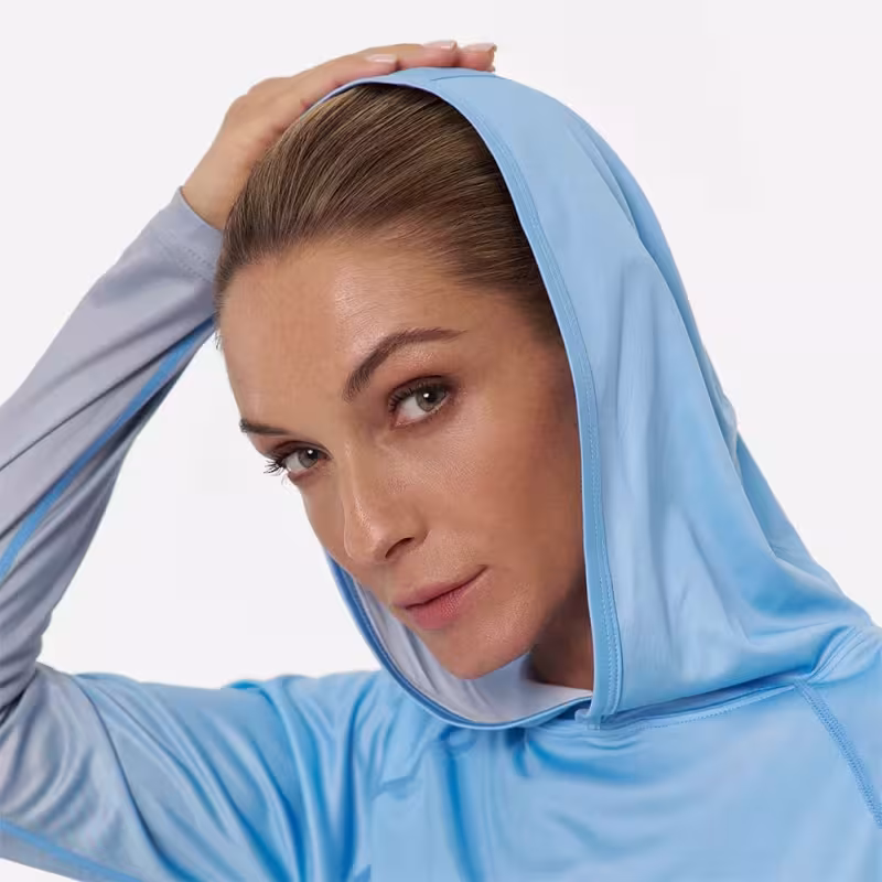 Лонгслив с капюшоном женский Finntrail Venus Hood W 6621 LightBlue, полиэстер, голубой, размер 46-48 (M), 170-180 см