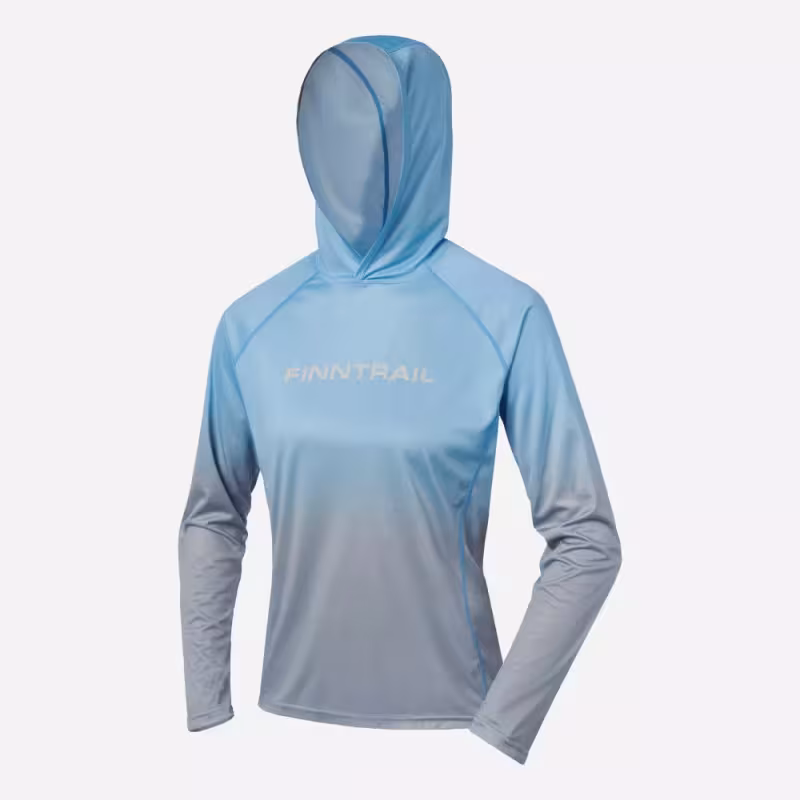 Лонгслив с капюшоном женский Finntrail Venus Hood W 6621 LightBlue, полиэстер, голубой, размер 46-48 (M), 170-180 см