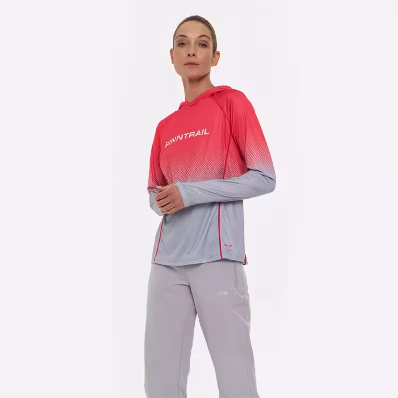 Лонгслив с капюшоном женский Finntrail Venus Hood W 6621 Rosy, полиэстер, красный, размер 42-44 (XS), 155-165 см