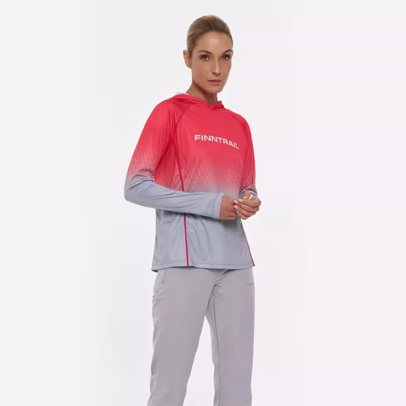 Лонгслив с капюшоном женский Finntrail Venus Hood W 6621 Rosy, полиэстер, красный, размер 42-44 (XS), 155-165 см