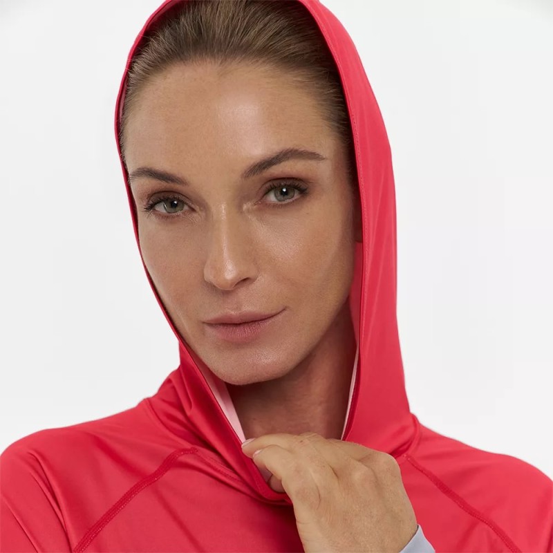 Лонгслив с капюшоном женский Finntrail Venus Hood W 6621 Rosy, полиэстер, красный, размер 42-44 (XS), 155-165 см