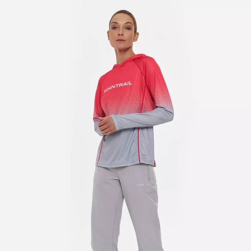 Лонгслив с капюшоном женский Finntrail Venus Hood W 6621 Rosy, полиэстер, красный, размер 44-46 (S), 160-170 см