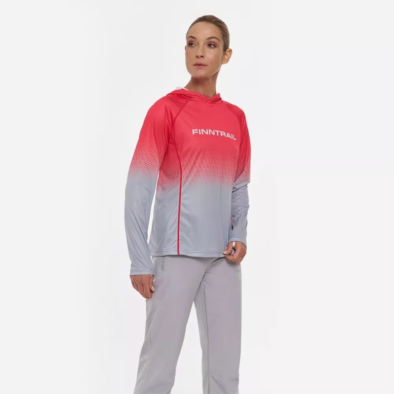 Лонгслив с капюшоном женский Finntrail Venus Hood W 6621 Rosy, полиэстер, красный, размер 44-46 (S), 160-170 см